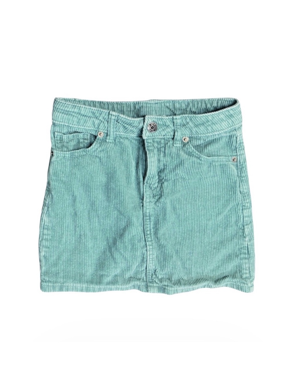 Cat & Jack | Girls Blue Green Corduroy Mini Skirt, Size Medium (7/8)